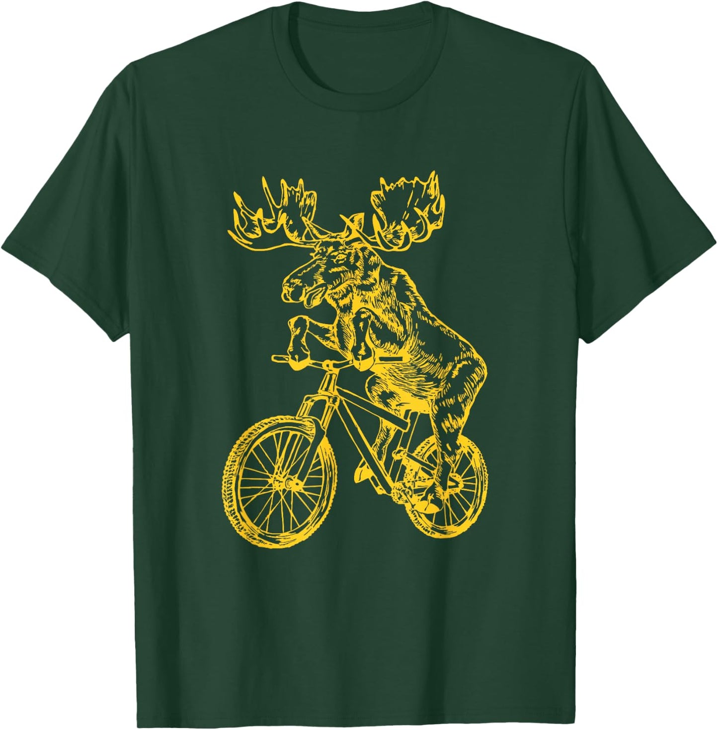 Moose Cycling Bicycle Cool Cyclist Funny Animal Riding Bike T-Shirt - T-Shirt | Forest