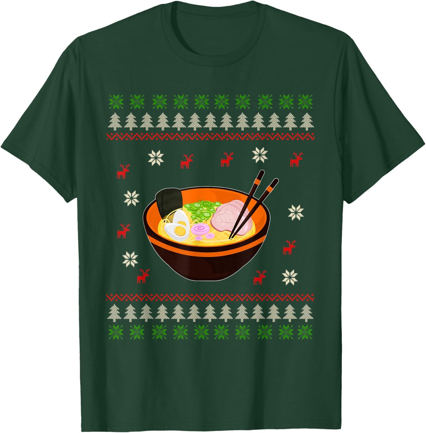 Ugly Christmas Ramen Noodle Anime Kawaii Japanese Ramen Bowl T-Shirt - T-Shirt | Forest