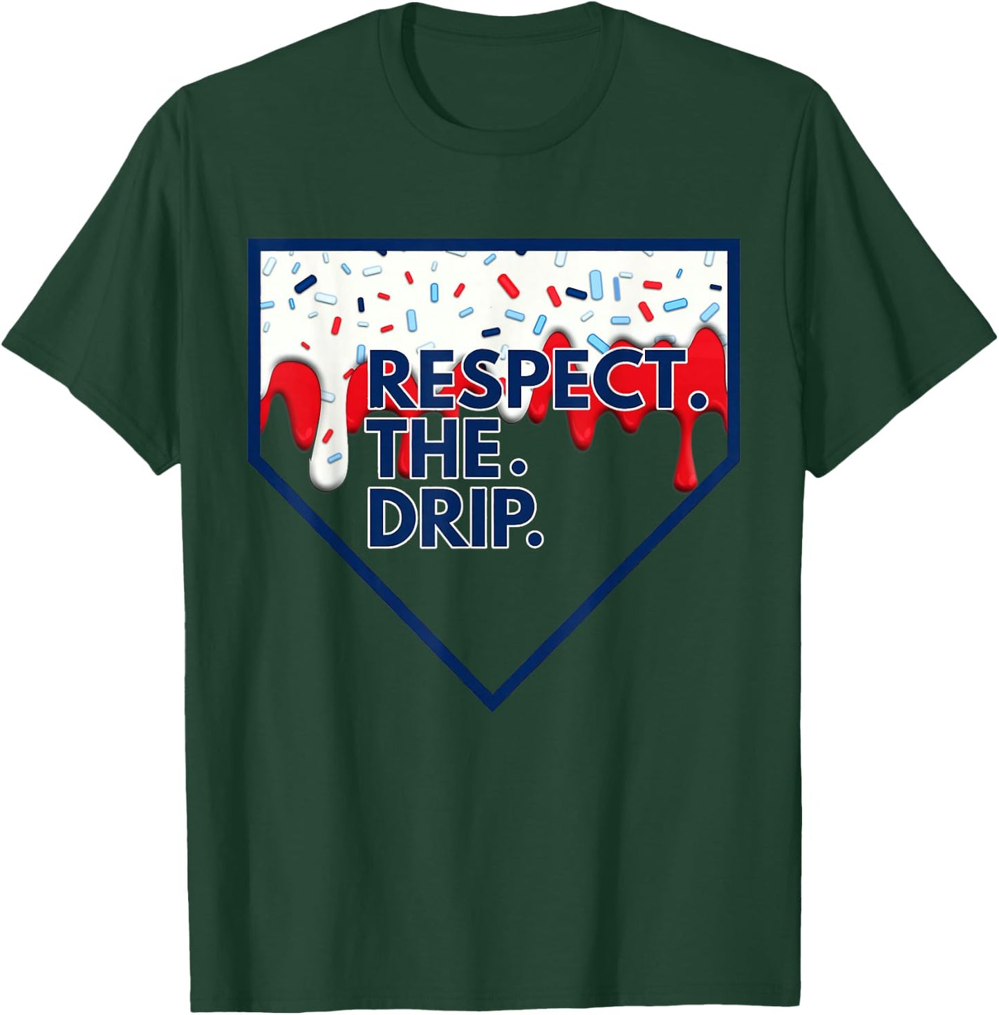 Baseball Home Plate Drip for Boys Ice Cream Spinkle T-Shirt - T-Shirt | Forest