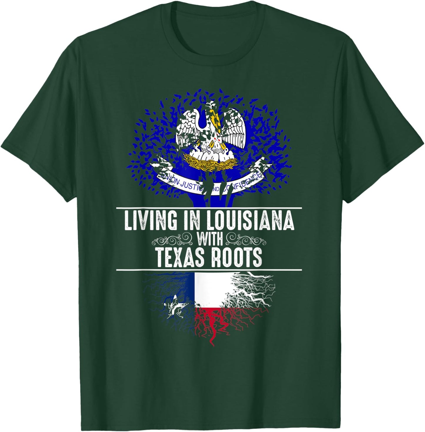 Louisiana Home Texas Roots State Tree Flag Love Gift T-Shirt - T-Shirt | Forest