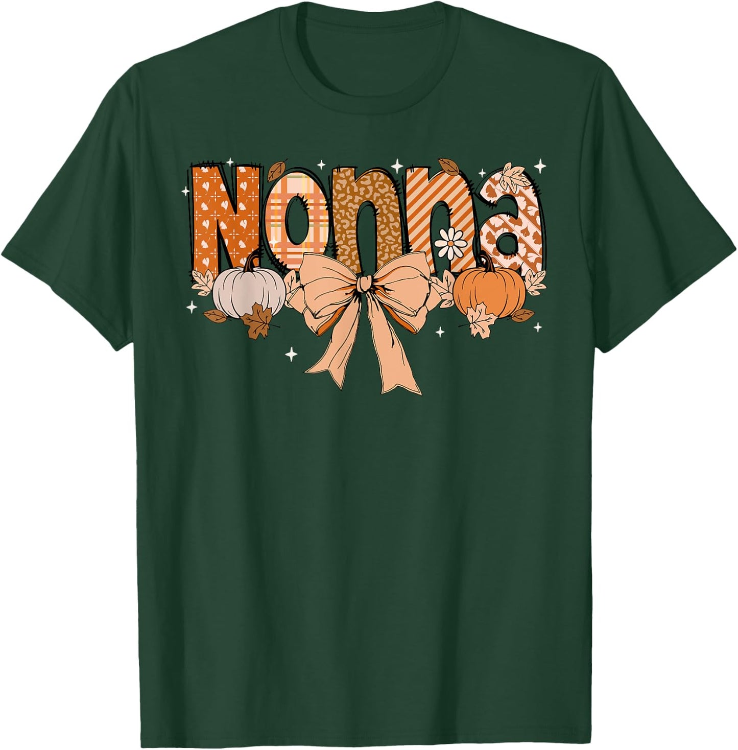 Nonna Pumpkin Fall Coquette Bow Thanksgiving Mom Women T-Shirt - T-Shirt | Forest