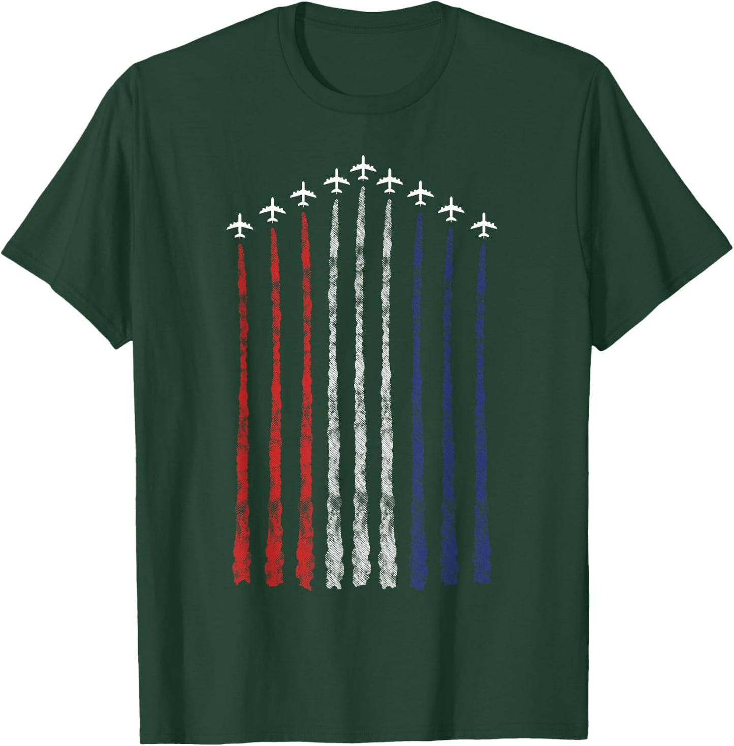 American Flag USA Fighter Jet Con Trail Small T-Shirt - T-Shirt | Forest