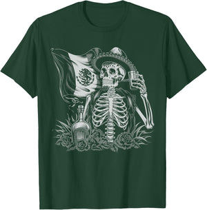 Mexico Vintage Skeleton Tequila Dia De Los Muertos Mexican T-Shirt - T-Shirt | Forest