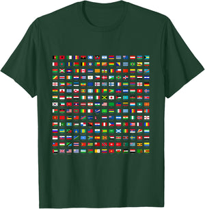 World Flags,Short Sleeve Cool Travel 210 Flag International T-Shirt - T-Shirt | Forest