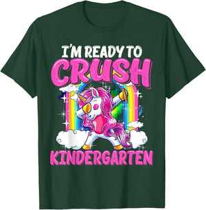 Kindergarten Dabbing Unicorn Back To School Girls Gift T-Shirt - T-Shirt | Forest