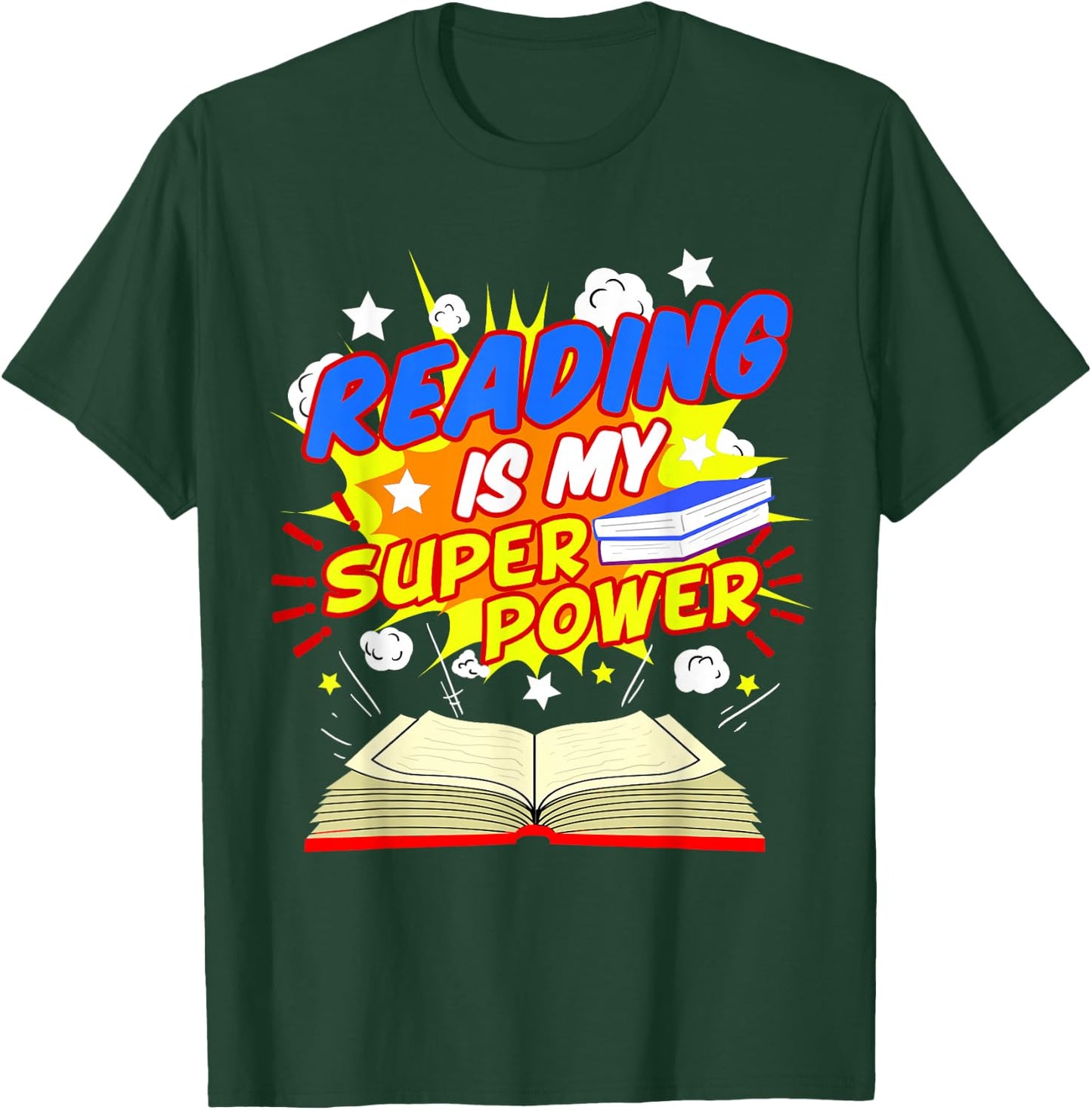 Reading Is My Superpower Comic Book T-Shirt - T-Shirt | Forest