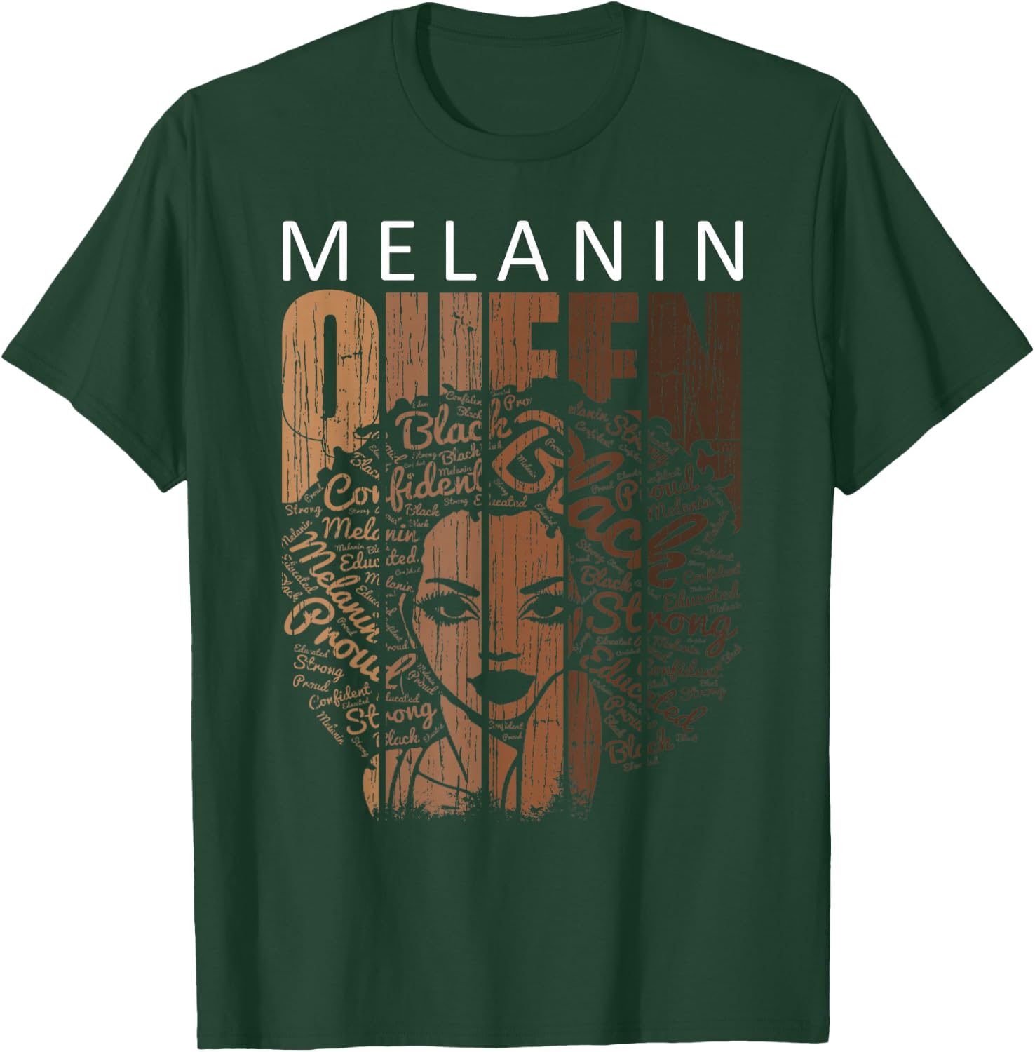 Juneteenth Shirts Women Melanin Queen African American Afro T-Shirt - T-Shirt | Forest