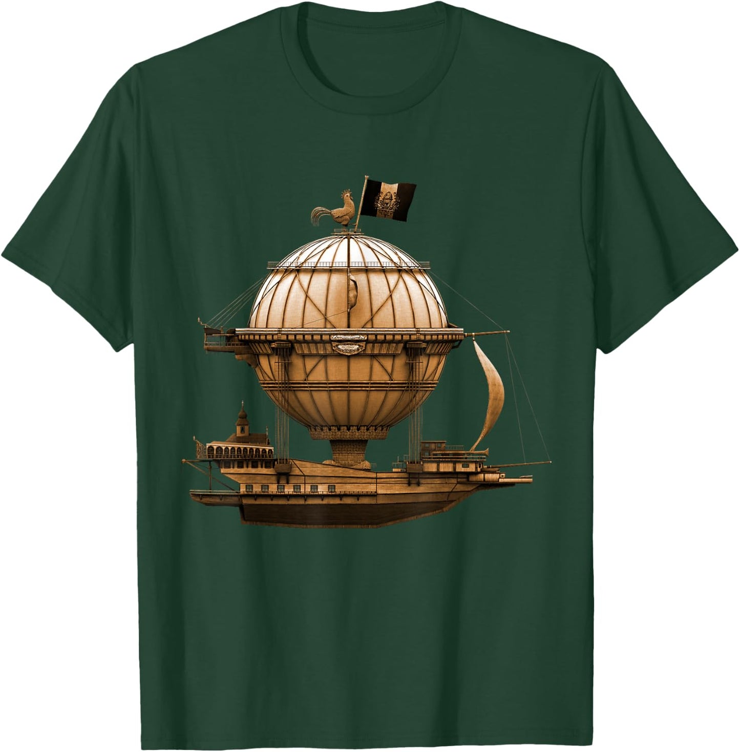 Steampunk Vintage Hot Air Balloon Airship Retro Steampunk T-Shirt - T-Shirt | Forest