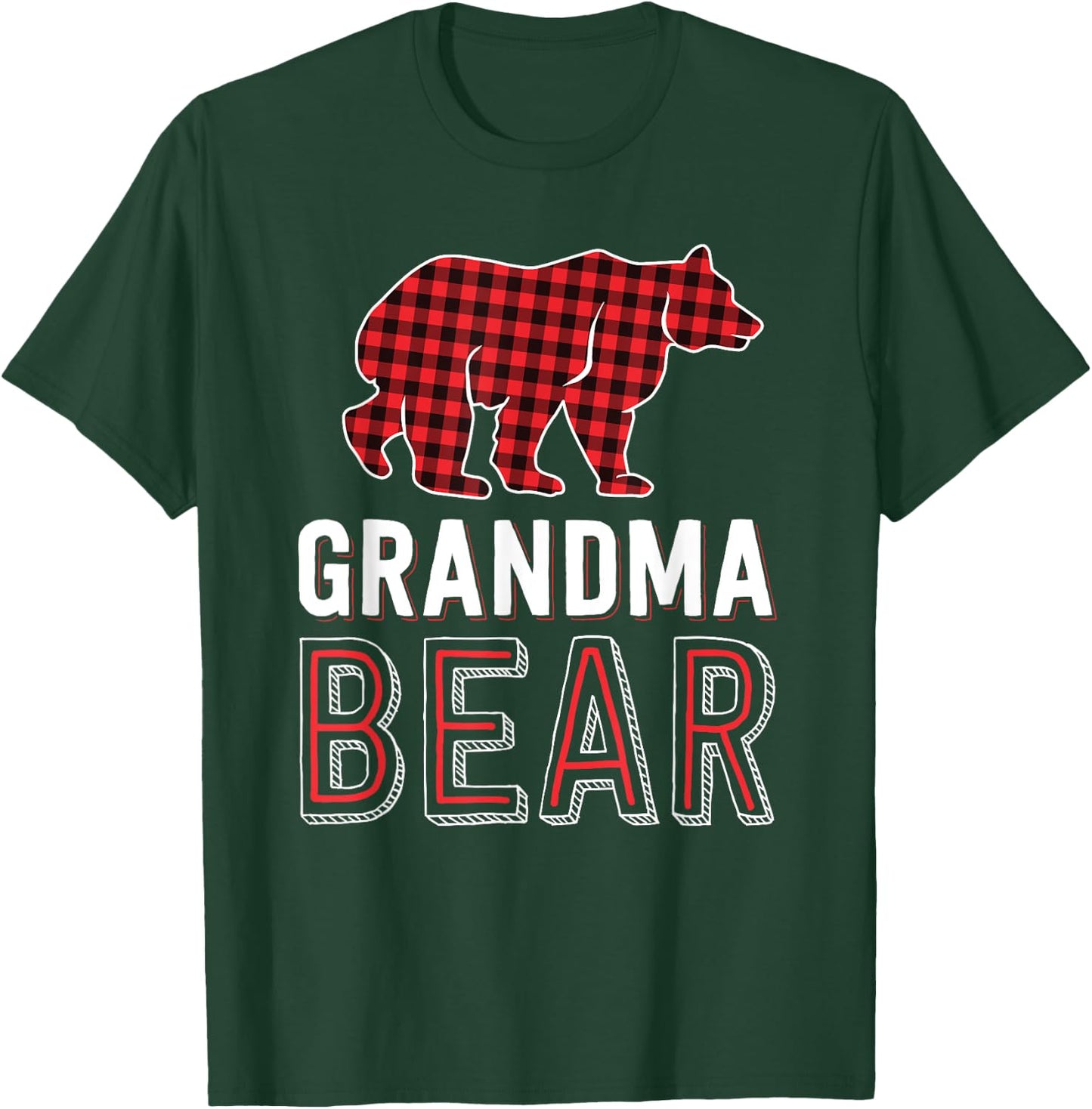 Grandma Bear Red Buffalo Plaid Matching Family Christmas T-Shirt - T-Shirt | Forest