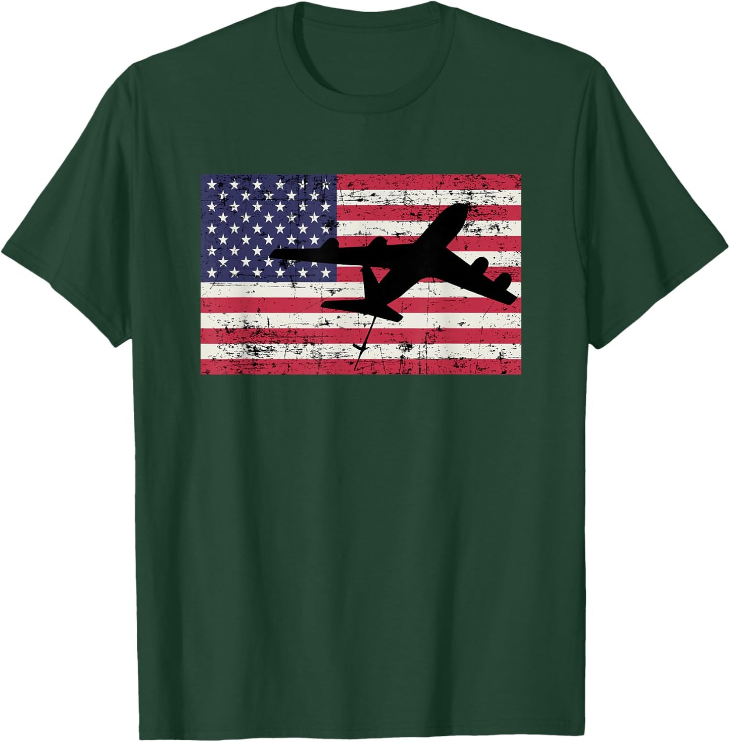 Patriotic KC-135 Stratotanker jet American flag T-Shirt - T-Shirt | Forest