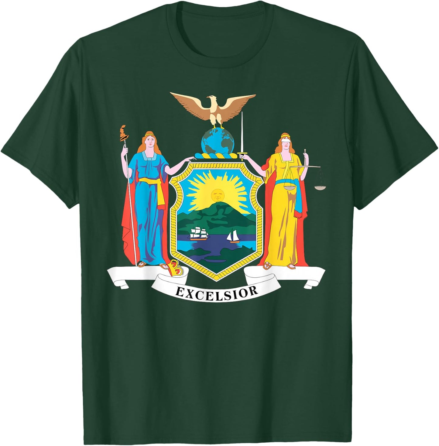 New York NY state Flag USA T Shirt T-Shirt - T-Shirt | Forest