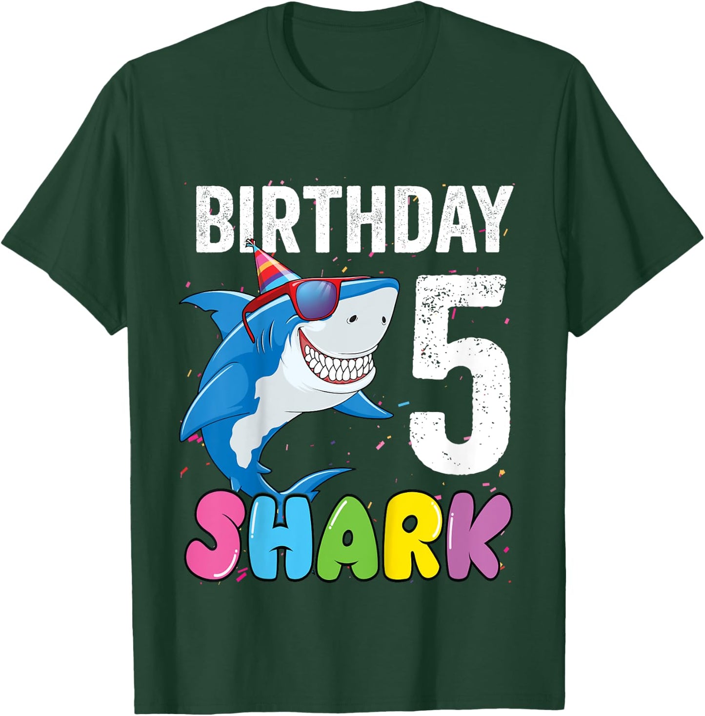 5th Birthday Shark Shirt JawSome Fifth Year Old Kids T-Shirt - T-Shirt | Forest