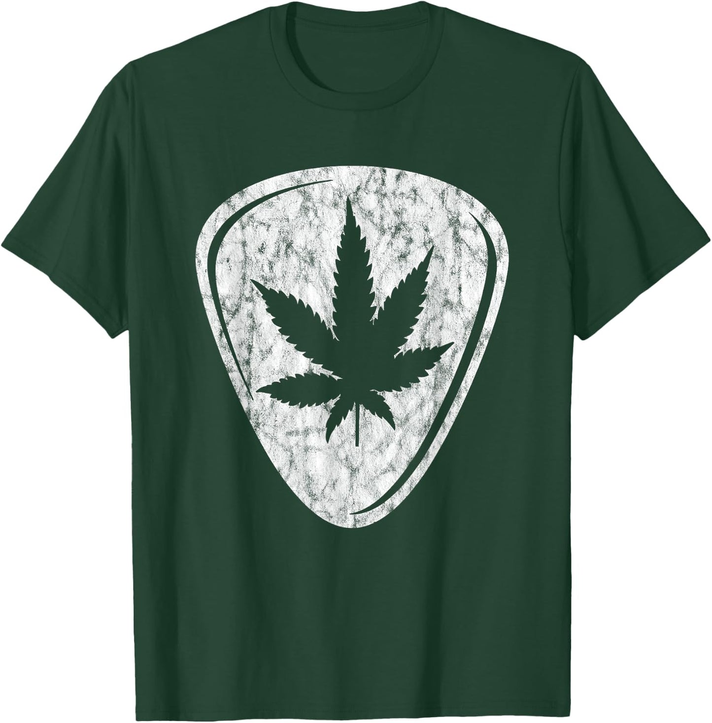 Weed Pot Leaf Guitar Plectrum Pick print Vintage product T-Shirt - T-Shirt | Forest