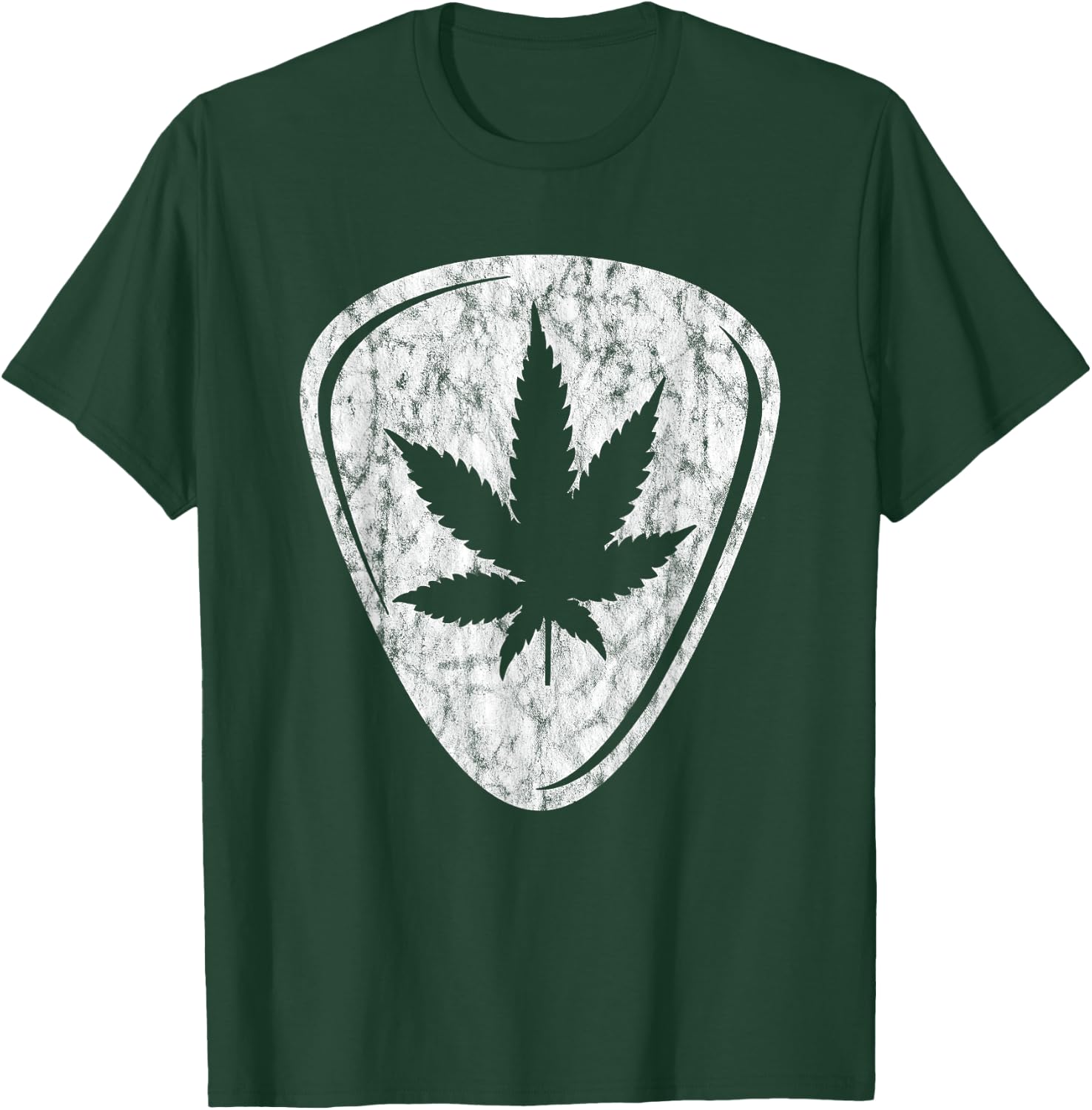 Weed Pot Leaf Guitar Plectrum Pick print Vintage product T-Shirt - T-Shirt | Forest
