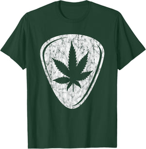 Weed Pot Leaf Guitar Plectrum Pick print Vintage product T-Shirt - T-Shirt | Forest