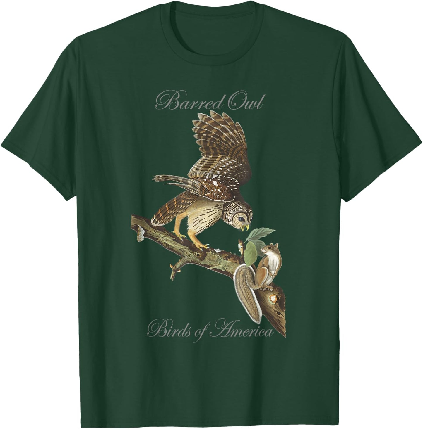 Barred Owl - Birds of America Series Audubon T-Shirt - T-Shirt | Forest