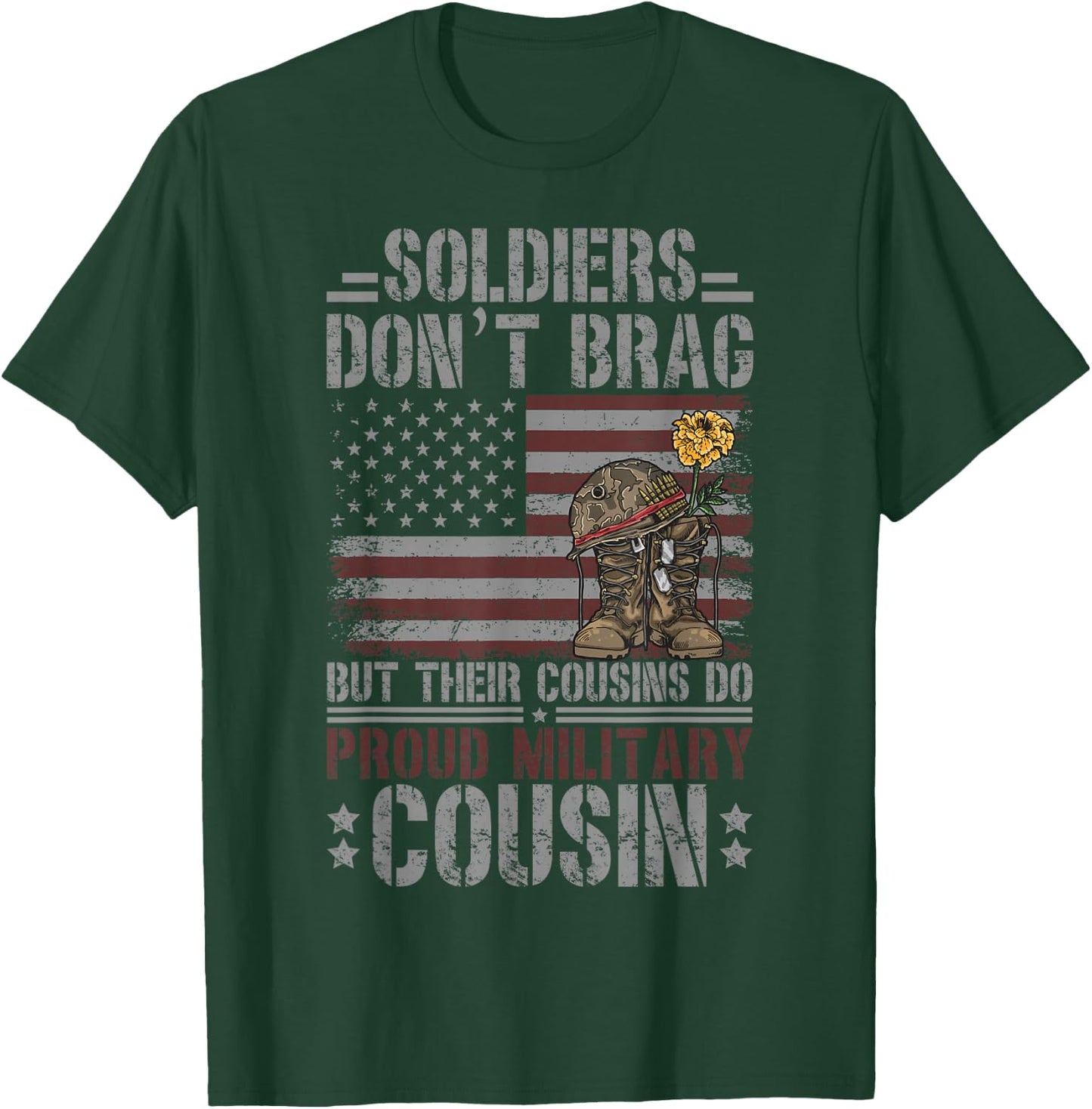 Proud Military Cousin Of A Soldier Cousin T-Shirt - T-Shirt | Forest
