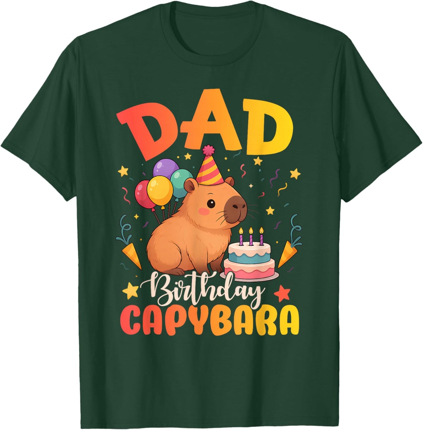 Dad of The Birthday Girl Capybara Bday Party Family T-Shirt - T-Shirt | Forest
