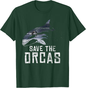 Vintage Earth Day Save The Orcas T-Shirt - T-Shirt | Forest