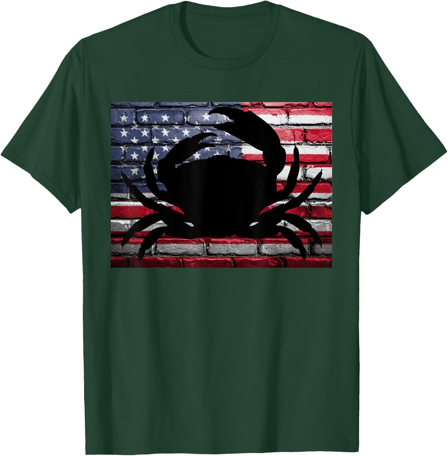 American Flag Crab Patriotic Crabbing Fishing Girls Kids Men T-Shirt - T-Shirt | Forest