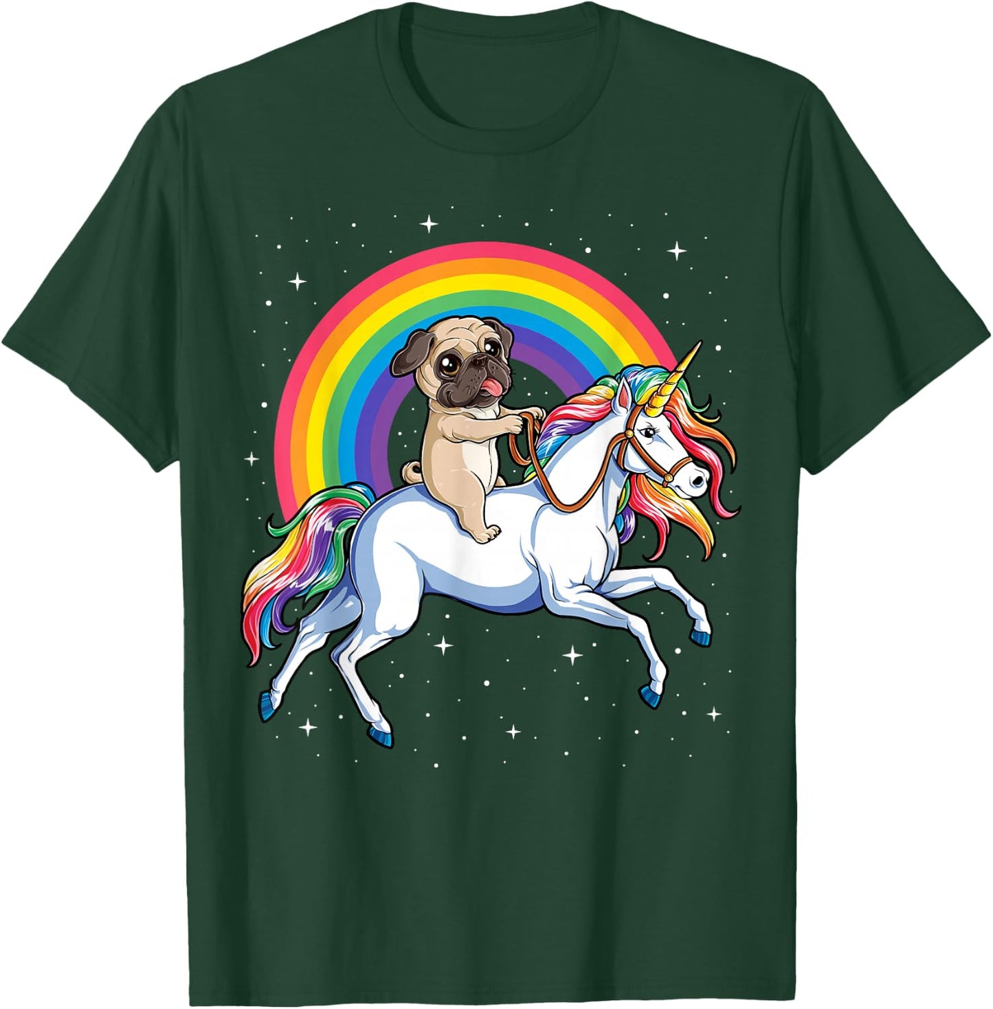 Pug Unicorn T shirt Girls Kids Space Galaxy Rainbow Pugicorn T-Shirt - T-Shirt | Forest