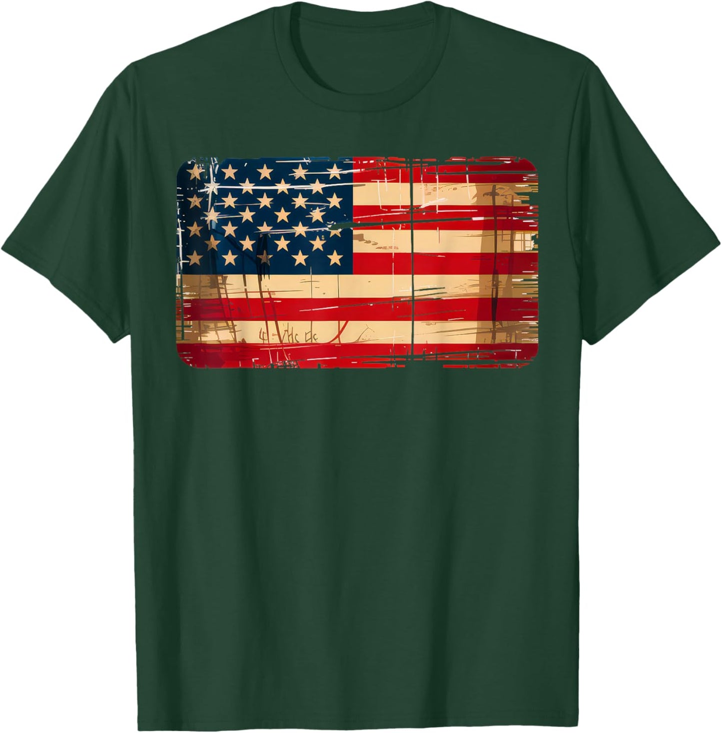 USA Flag United State US Vintage Flag 4th Of July Men Women T-Shirt - T-Shirt | Forest