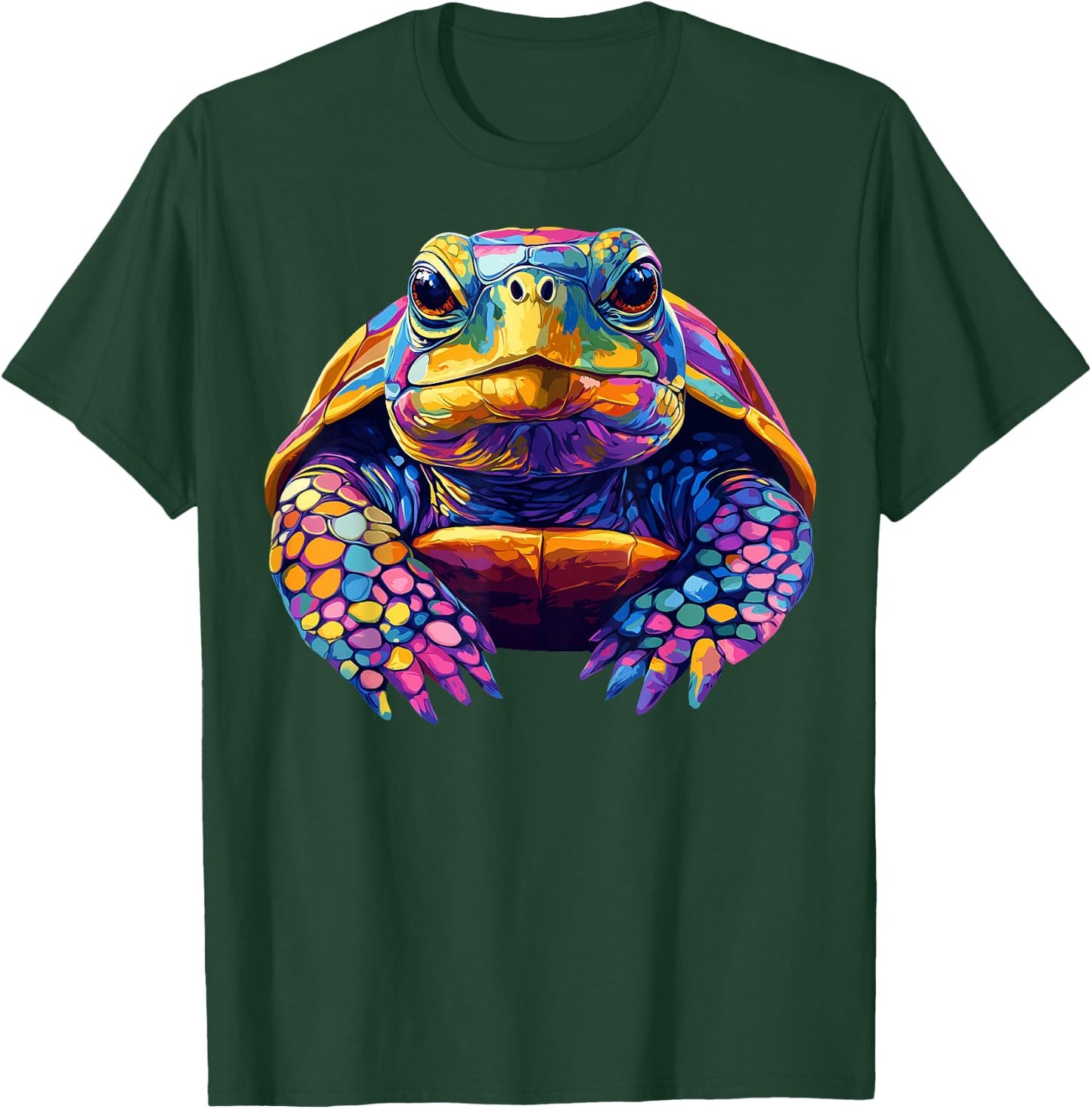 Colorful Box Turtle Pond Animal Lover Men Women Black T-Shirt - T-Shirt | Forest