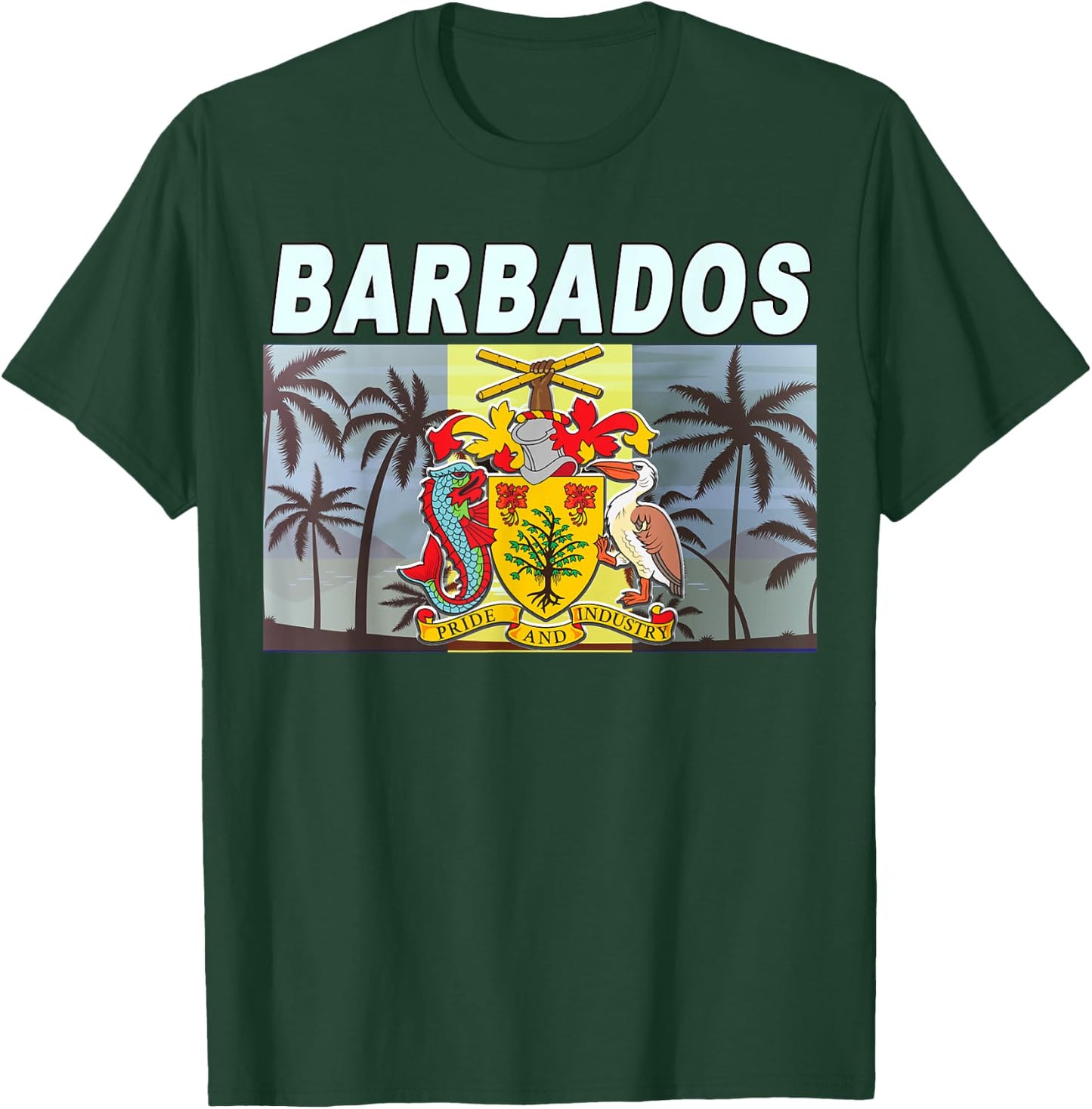 Caribbean Beach-inspired National Emblem & Flag of Barbados Women Kids T-Shirt - T-Shirt | Forest