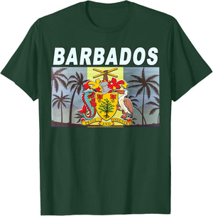 Caribbean Beach-inspired National Emblem & Flag of Barbados Women Kids T-Shirt - T-Shirt | Forest