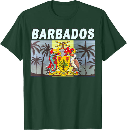 Caribbean Beach-inspired National Emblem & Flag of Barbados Women Kids T-Shirt - T-Shirt | Forest
