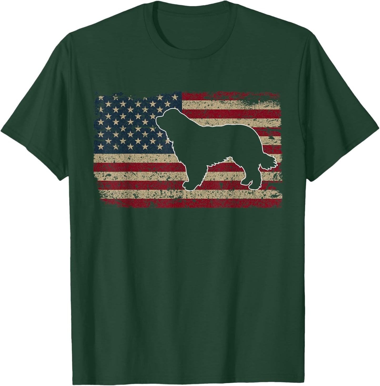 Newfie Dog America Flag Patriotic Dog Lover Gift T-Shirt - T-Shirt | Forest