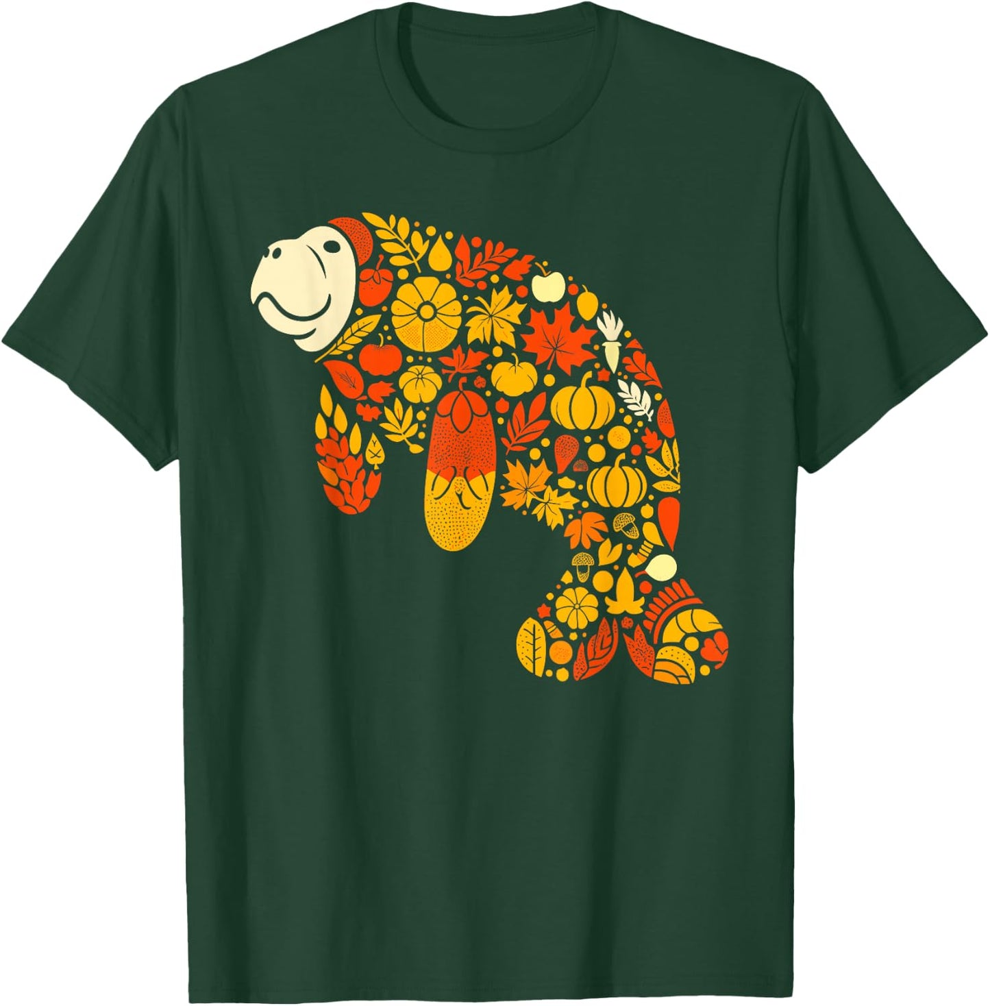 Autumn Pumpkin Fall Manatee Thanksgiving Kids T-Shirt - T-Shirt | Forest