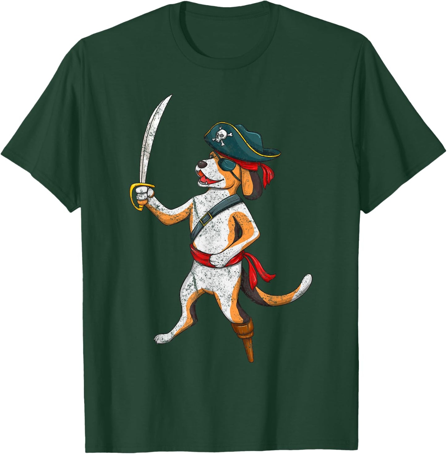 Vintage Pirate Dog Funny Puppy With Sword Halloween Costume Men Women Kids T-Shirt - T-Shirt | Forest