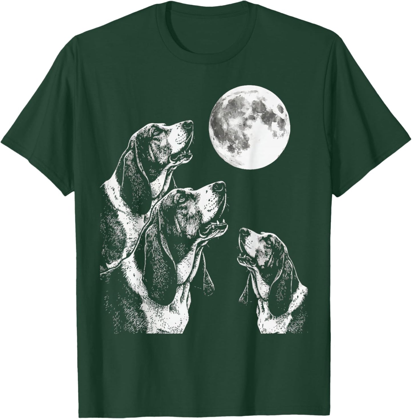 Basset Hound Howling At Moon T-Shirt - T-Shirt | Forest