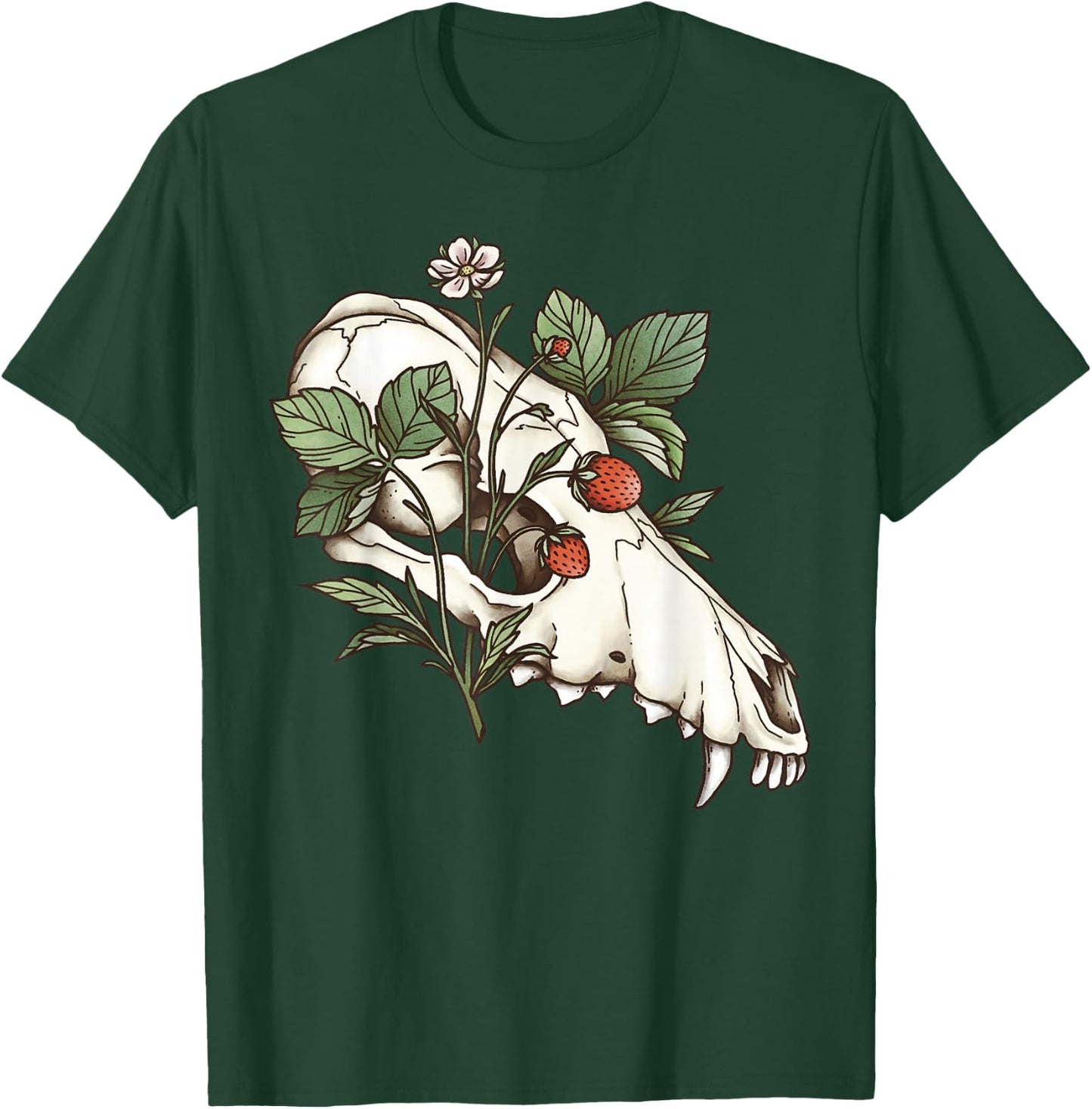 Vulture Culture Wolf Skull Occult Therian Goblincore Furry T-Shirt - T-Shirt | Forest