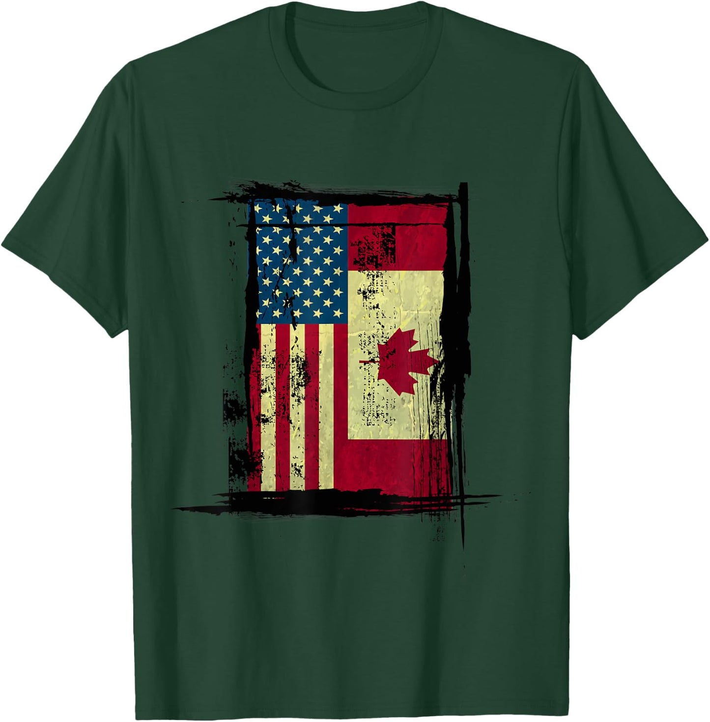 Canadian American Flag - Vintage Canada USA Women Kids Men T-Shirt - T-Shirt | Forest