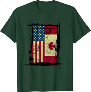 Canadian American Flag - Vintage Canada USA Women Kids Men T-Shirt - T-Shirt | Forest