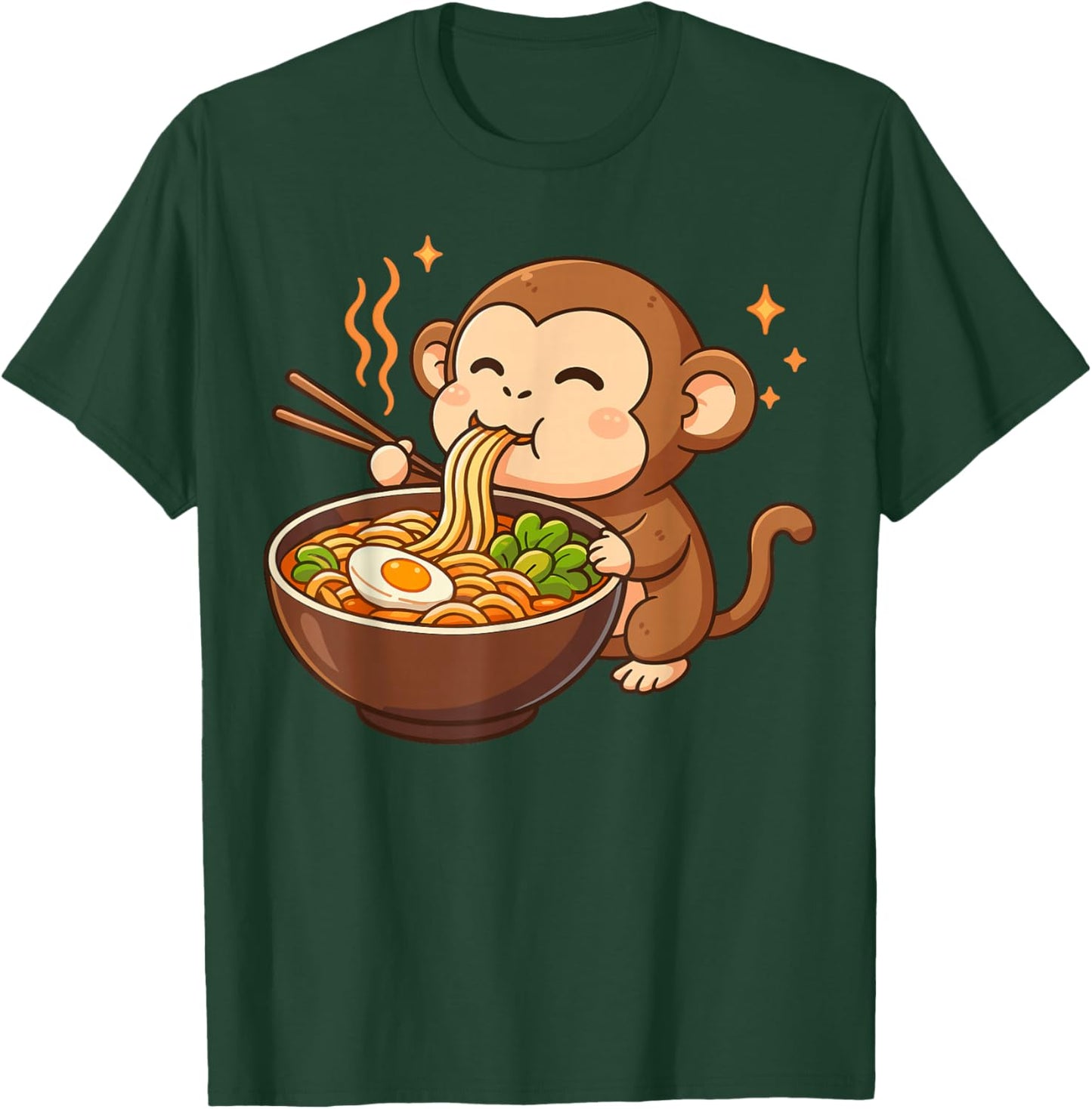 Monkey Eating Ramen Noodles T-Shirt - T-Shirt | Forest