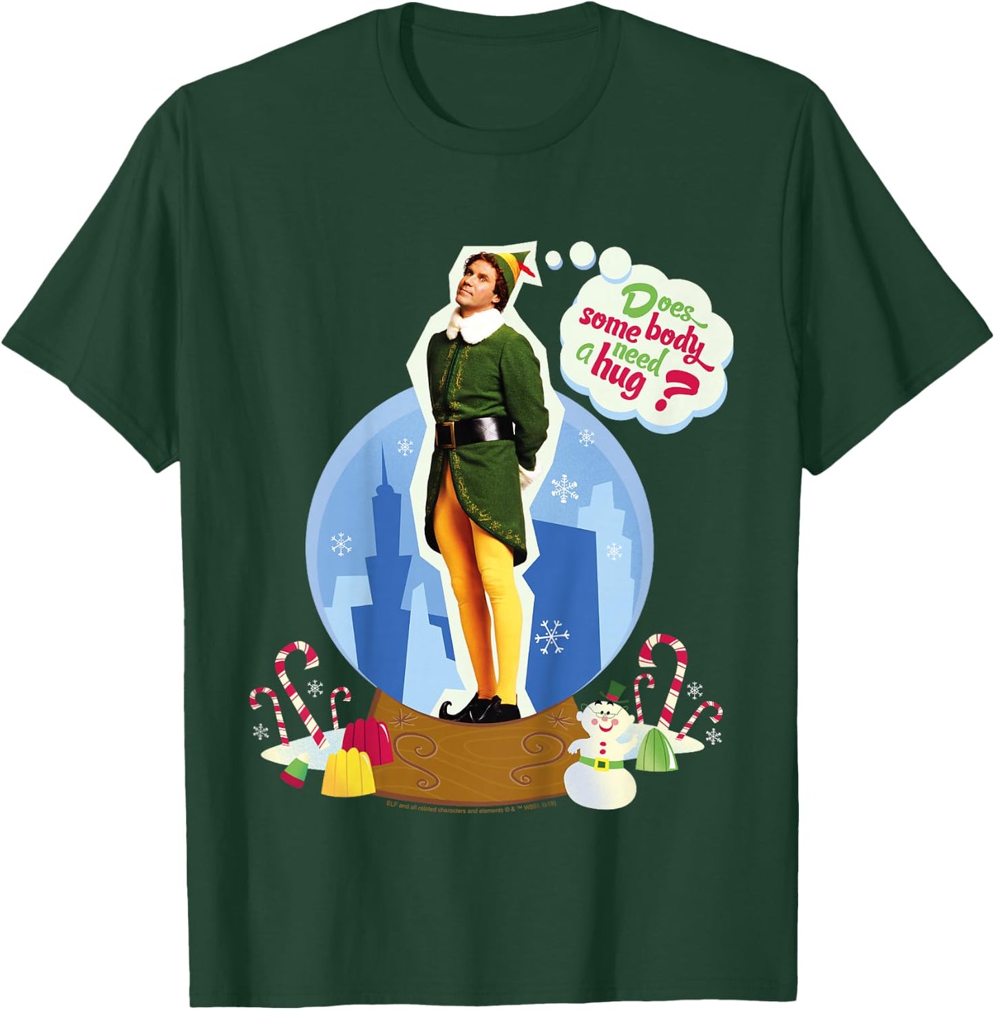 Kids Elf Buddy Do You Need A Hug Text Portrait T-Shirt - T-Shirt | Forest
