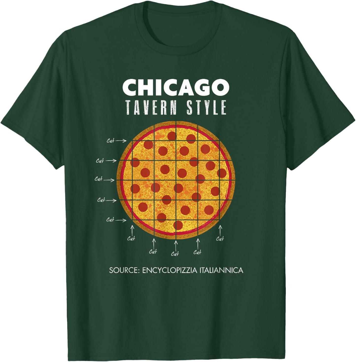 Regional Pepperoni Pizza Chicago Tavern Style T-Shirt - T-Shirt | Forest