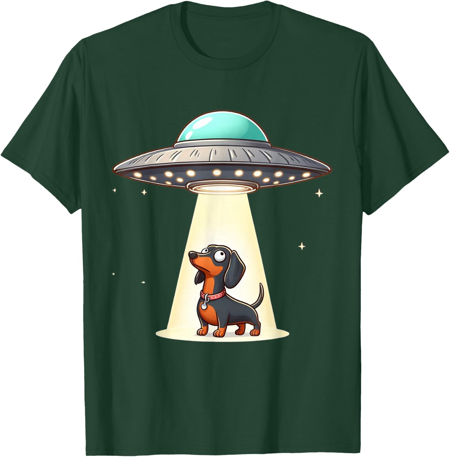 Dachshund Alien UFO Men Women Kids Boys Girls Teens T-Shirt - T-Shirt | Forest