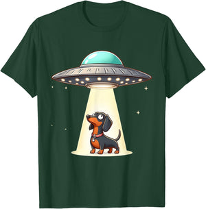 Dachshund Alien UFO Men Women Kids Boys Girls Teens T-Shirt - T-Shirt | Forest