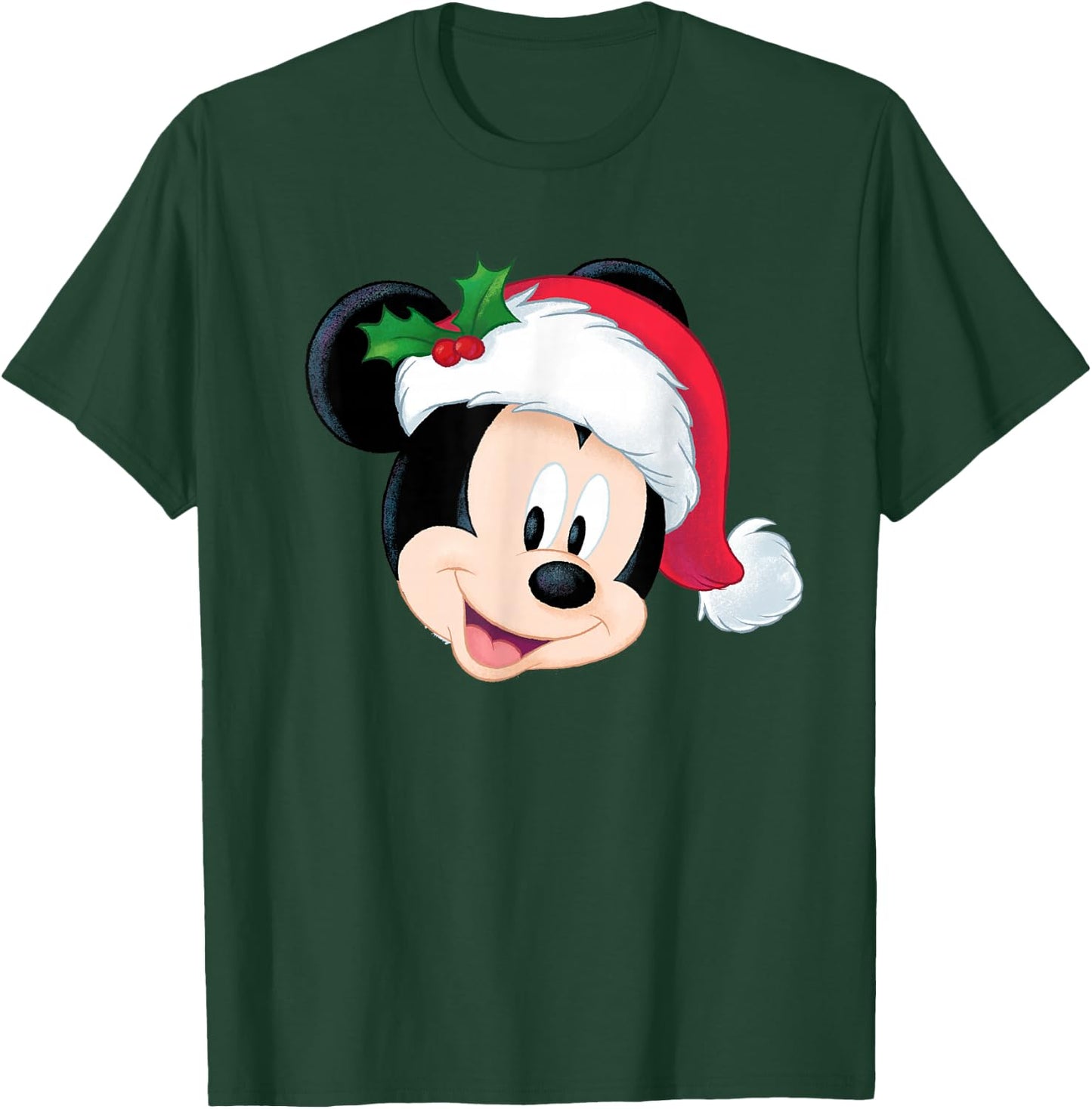 Disney Mickey Mouse in Santa Hat Holiday T-Shirt - T-Shirt | Forest