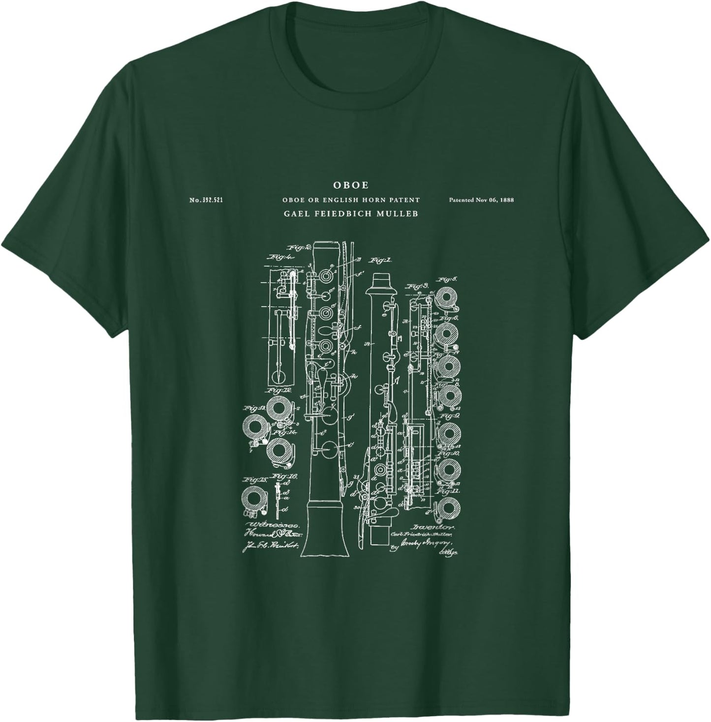 Oboe Patent - Music T-Shirt - T-Shirt | Forest