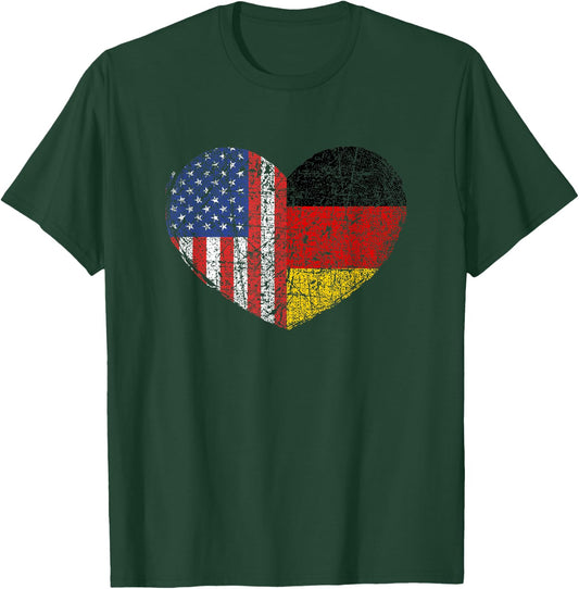 USA Germany Heart - Dual Citizenship Small T-Shirt - T-Shirt | Forest