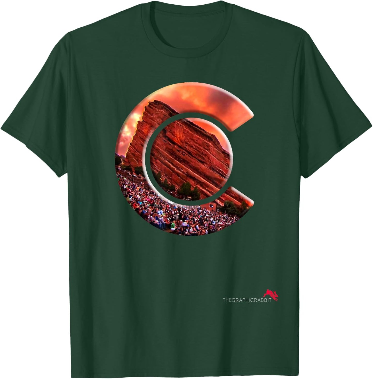 Red Rocks Amphitheater - Colorado State Flag T-Shirt - T-Shirt | Forest
