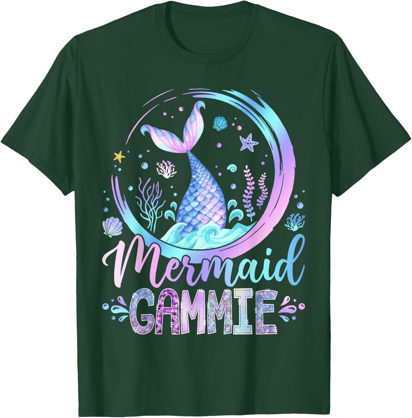 Mermaid Gammie Family Matching Girl Birthday Party T-Shirt - T-Shirt | Forest