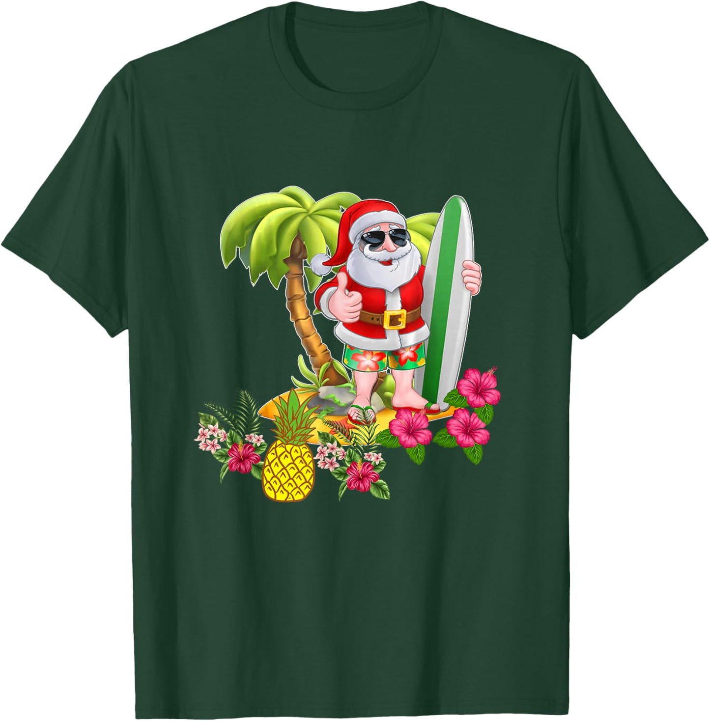 Christmas in July Santa Hawaiian Surfing T Shirt Summer Surf Men Women Kids T-Shirt - T-Shirt | Forest