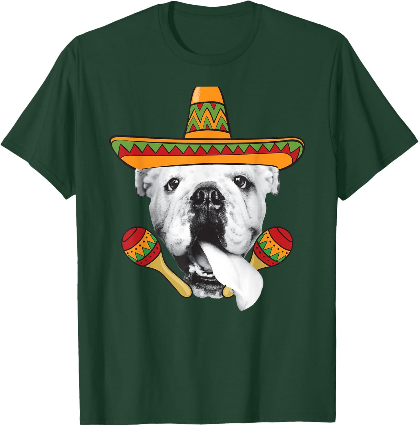 English Bulldog Cinco de Mayo Funny Dog Sombrero Women Girls Kids T-Shirt - T-Shirt | Forest