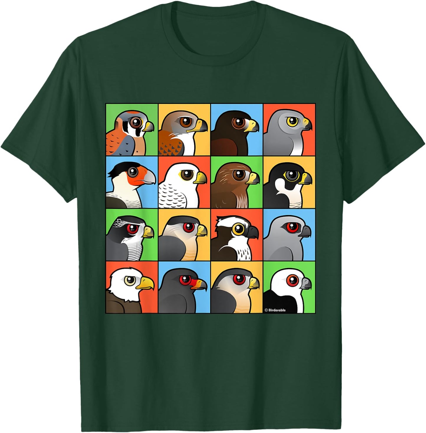 Birds of Prey with 16 Different Birdorable Raptors T-Shirt - T-Shirt | Forest